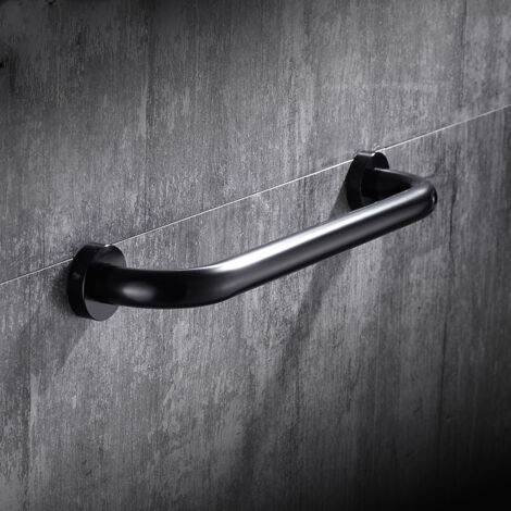 Barre d'appui WC Barre d’appui en Acier Inox Poignée de Baignoires Porte Serviette Mural Poignée de Baignoire de Salle de Bain, Noir (30CM)