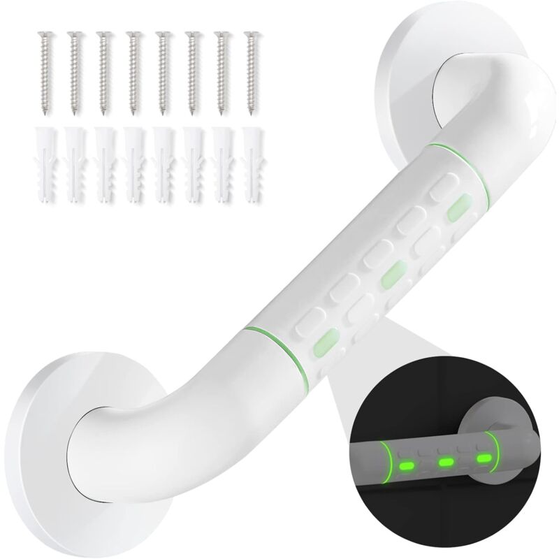 Barre D'appui WC, Barres D'appui de Salle de Bain avec Antidérapante, Poignée de Acier Inox, de Maintien Douche avec Cercles lumineux-avec Bride de