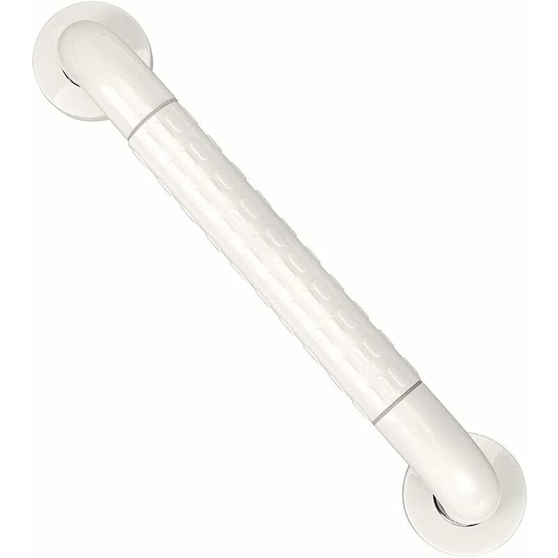 Barre d'appui wc Manche Mural inox Poignée de Baignoire Porte Serviette - 400mm (Blanc)