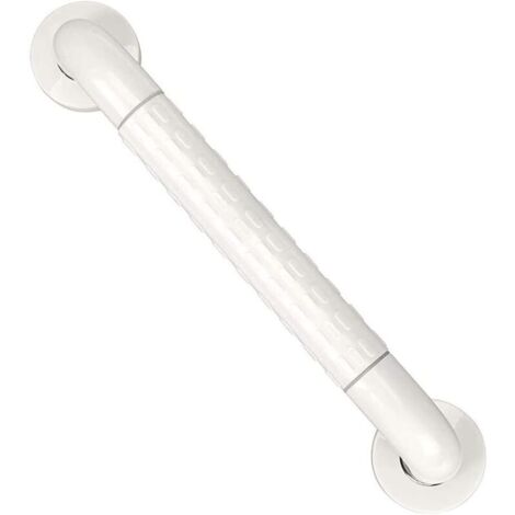 Barre d'appui WC Manche Mural INOX Poignée de Baignoire Porte Serviette - 400mm (Blanc)