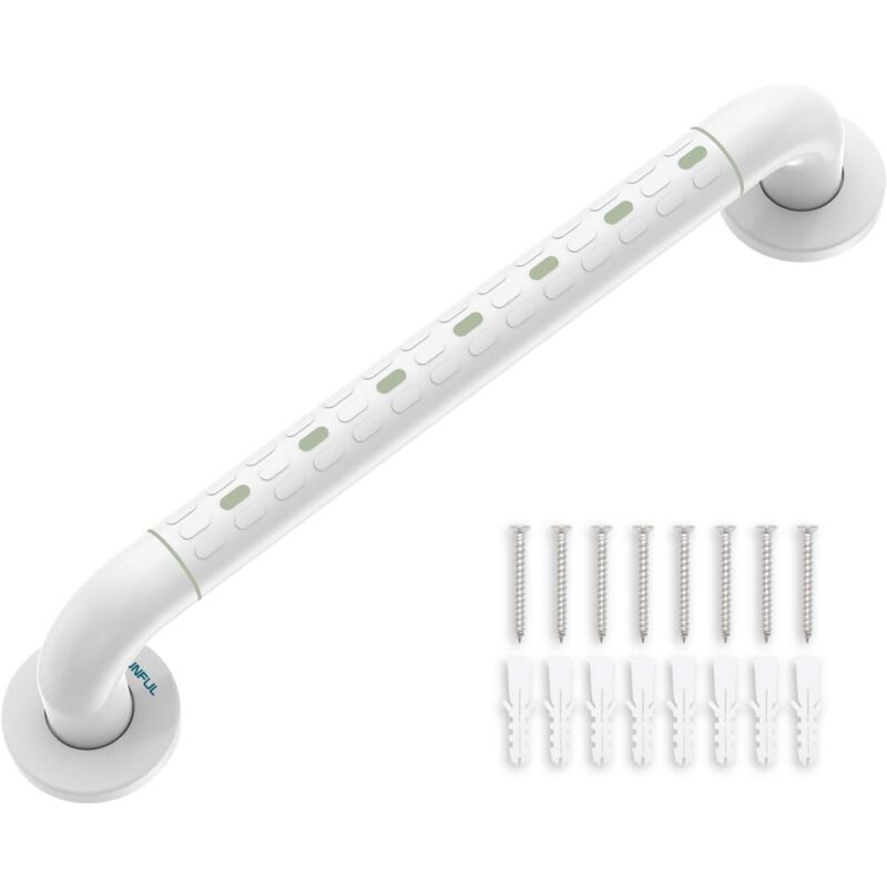 Barre d'Appui WC Salle de Bain avec Cercle Lumineux - Bride de Couverture, 48 cm