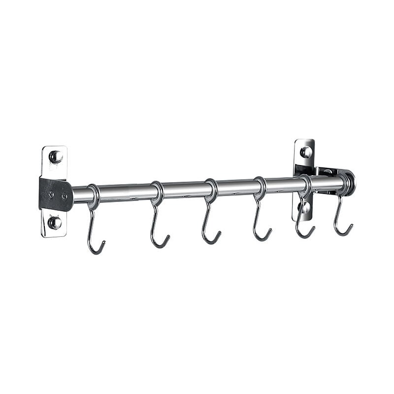Tonchean Accessoire de rangement pour cuisine,Barre de Crédence Cuisine en Acier inox avec 6 Crochets Amovible pour Suspendre Les Ustensiles de