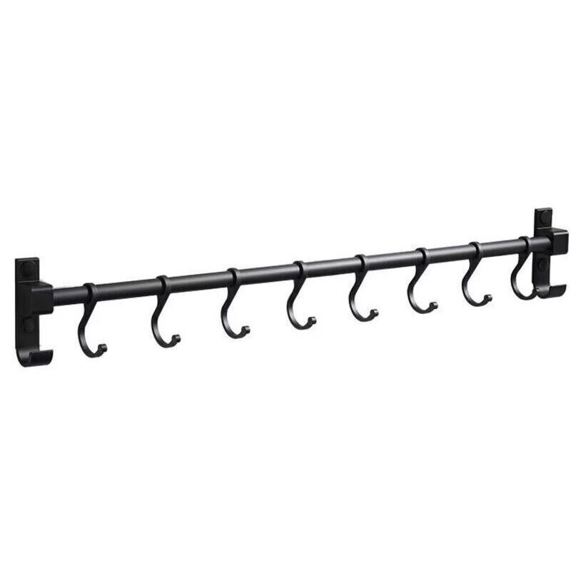 Barre de Cuisine Aluminium Barre Murale 50CM Porte Ustensiles de Cuisine avec 8 Crochets