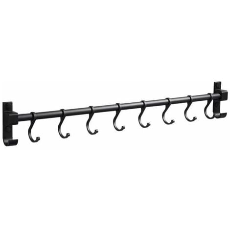 Barre de Cuisine Aluminium Barre Murale 50CM Porte Ustensiles de Cuisine avec 8 Crochets