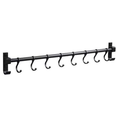 Barre de Cuisine Aluminium Barre Murale 50CM Porte Ustensiles de Cuisine avec 8 Crochets