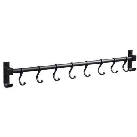Barre de Cuisine Aluminium Barre Murale 50CM Porte Ustensiles de Cuisine avec 8 Crochets