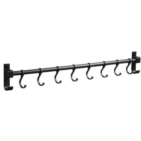 Barre de Cuisine Aluminium Barre Murale 50CM Porte Ustensiles de Cuisine avec 8 Crochets