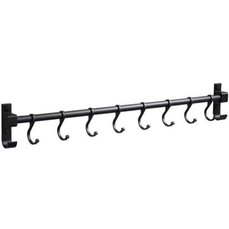 Barre de Cuisine Aluminium Barre Murale 50CM Porte Ustensiles de Cuisine avec 8 Crochets