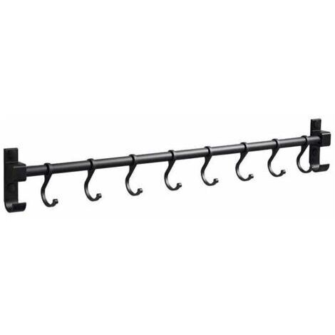 Barre de Cuisine Aluminium Barre Murale 50CM Porte Ustensiles de Cuisine avec 8 Crochets