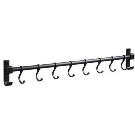 Barre de Cuisine Aluminium Barre Murale 50CM Porte Ustensiles de Cuisine avec 8 Crochets