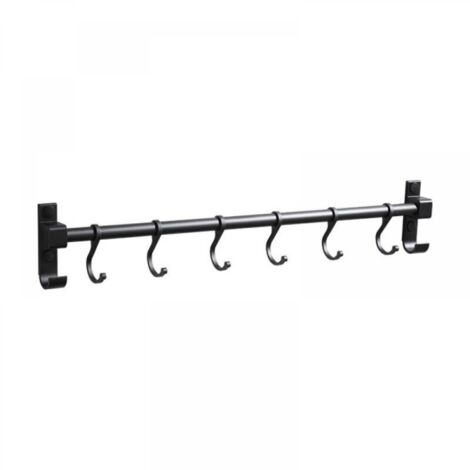 Barre de Cuisine Aluminium Barre Murale Porte Ustensiles de Cuisine avec 6 Crochets，pour Salle de Bain Placards Meuble Chambre Vêtements