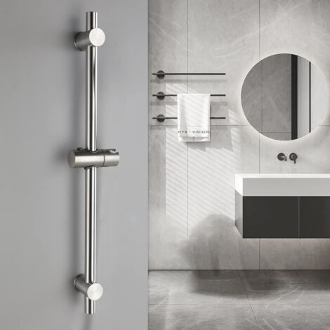 Barre de Douche 66cm en Acier Inoxydable 304 avec Fixation Réglable Universel Colonne de Douche Murale