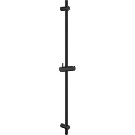 Barre de Douche 90cm en Acier Inoxydable, Barre de Douche avec Support de Pommeau de Douche Réglable à 360° et Fixations Murales Variables pour S'adapter aux Trous de Perçage Existants, Noir