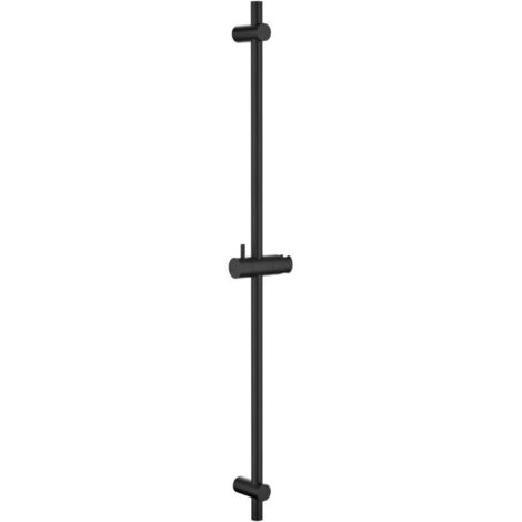 Barre de Douche 90cm en Acier Inoxydable, Barre de Douche avec Support de Pommeau de Douche Réglable à 360° et Fixations Murales Variables pour S'adapter aux Trous de Perçage Existants, Noir
