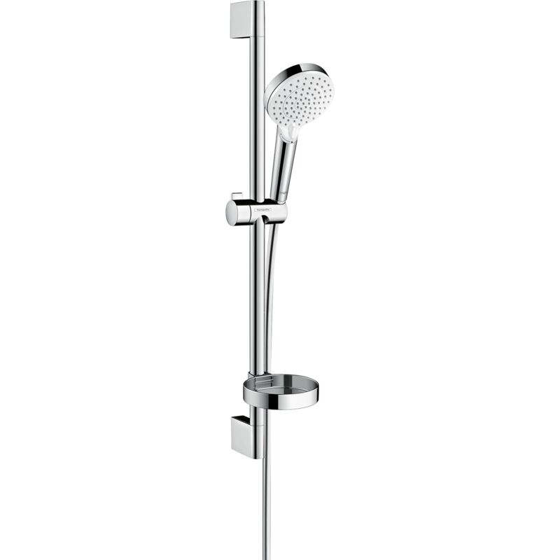 Hansgrohe - Pommeau de douche Crometta 2 jets flexible barre 65 cm et porte-savon blanc/chromé