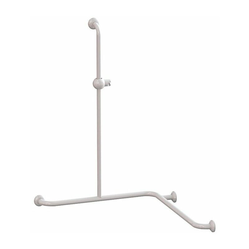 Barre de douche d'angle - Aluminium - Époxy blanc