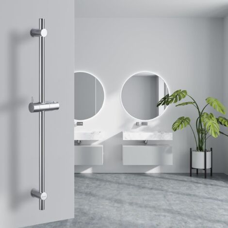 Barre de douche en acier inoxydable de 90 cm, avec support pour pommeau de douche