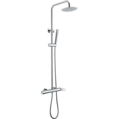 Barre de douche - Ensemble colonne de douche monocommande avec pomme de douche ronde Couleur Chrome
