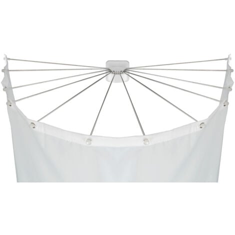 Barre de douche inox WENKO support de douche 12 bras 180 cm blanc en acier inoxydable pour rideau de douche extensible facile à installer et à utiliser design moderne pour salle de bain élégante