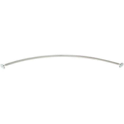 Barre de Douche télescopique arrondie WENKO, Télescopique de 110 à 200 cm, Fixation inclus, Finition chromée, Alu inox, 2.5 cm, 110-200 cm, Argent