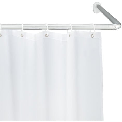 barre de douche WENKO chromée 25 mm pour douche et baignoire angle universelle en aluminium antirouille avec fixation solide à vis et chevilles pour rideau de douche 3 combinaisons possibles