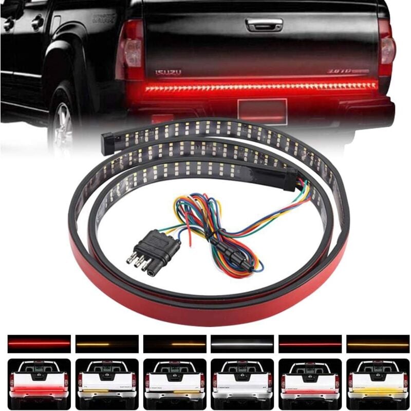 Csparkv - Barre de Feu Arrière led à Trois Rangées 120cm 432LED Blanc/Rouge/Ambre Barre Lumineuse led Étanche pour Voiture et Camion suv Feu Arrière