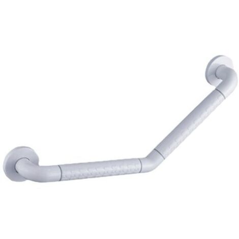 Barre de maintien 135° pour douche et baignoire – Acier inoxydable et PVC – Longueur 25cm – Charge maximale 50kg – Antidérapante et imperméable