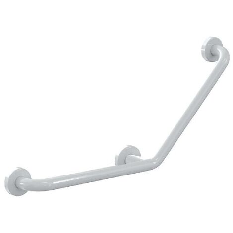 Barre de maintien coudée 135° en aluminium teinte blanche Bailleron Ø 32 mm à 3 points de fixation invisibles 400x400 mm - PELLET ASC