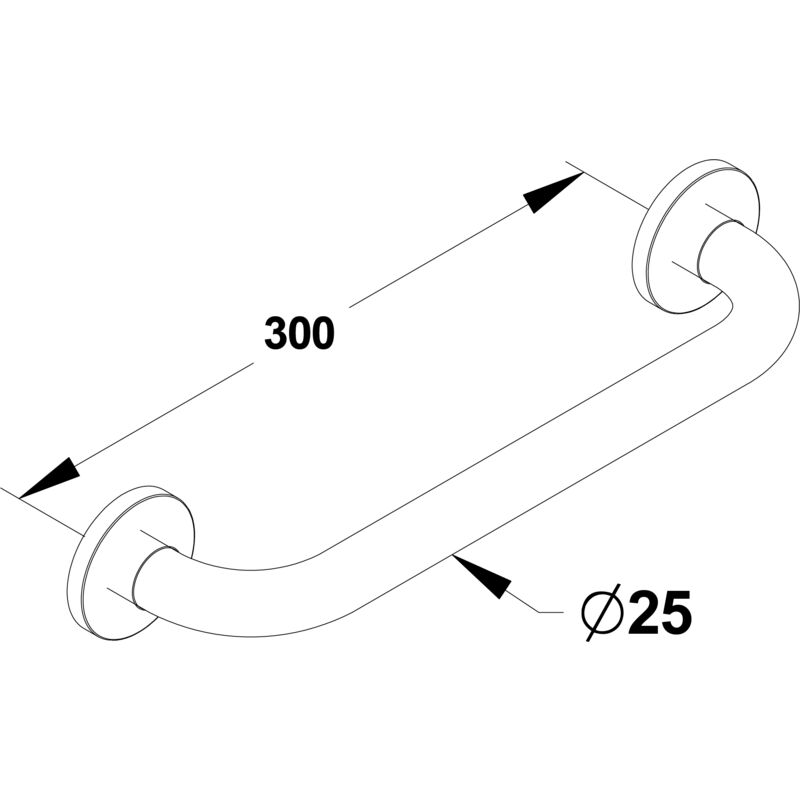 Barre droite 300 mm, inox chromé (sans vis) Diamètre 25 mm Presto 60575