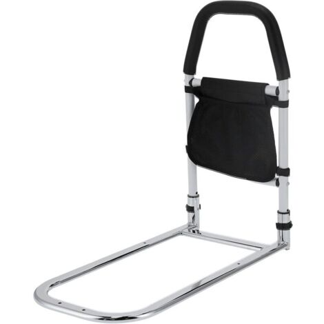 Barre de Redressement de Lit, Mains courantes pour les personnes âgées, Main courante de sécurité anti-chute, Accoudoir de chevet avec sac de rangement, Convient aux personnes âgées et handicapées