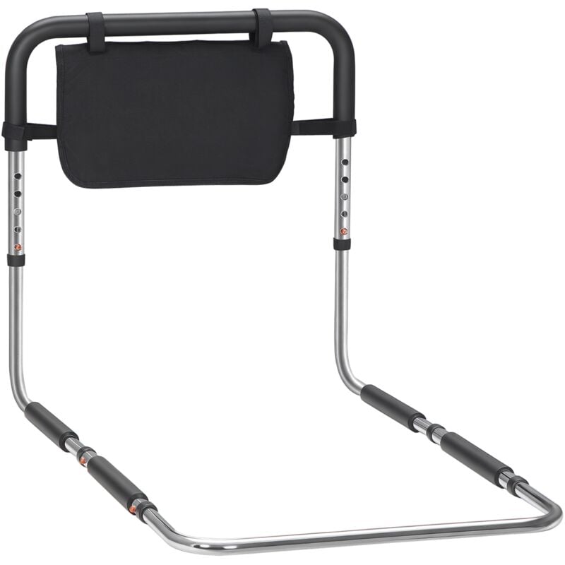 Barre de redressement de lit réglable en hauteur - poignée d'appui pour le lit - barre d'appui de lit avec rangement - acier noir
