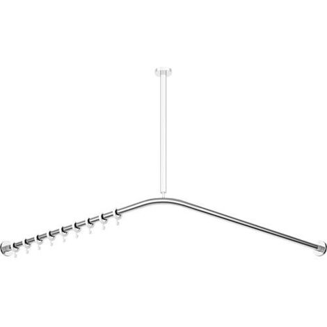 Barre de rideau de douche Hewi System 900, 1487x1487mm, chromée