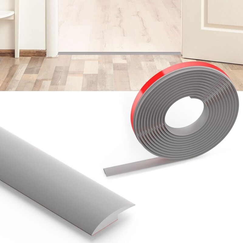Barre de Seuil Autoadhésive, 3M x 3,3CM x 3MM(H) Plinthe Souple Autoadhésive, , Barres de Transition de Seuil, Bande en PVC pour Couvrir Les Espaces
