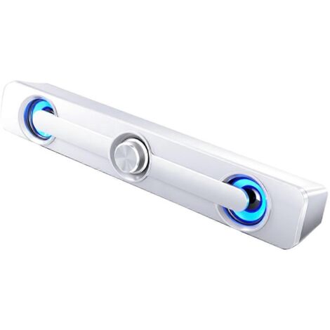 Barre de son double, système stéréo portable sans fil, blanc