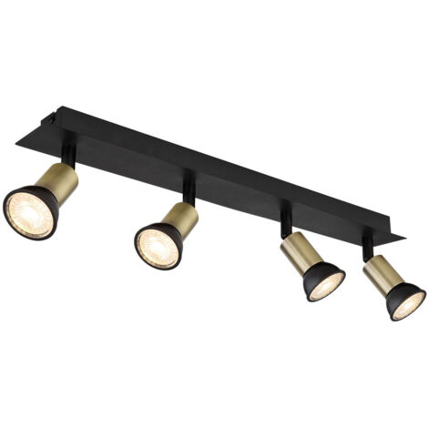 Barre de spots de plafond noir mat doré 4x GU10