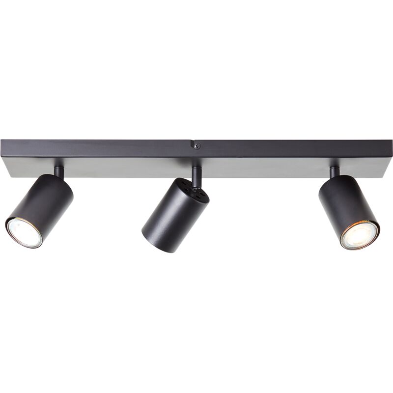 Barre de spots led Brilliant Jello 3-flammes noir mat, métal, 3x led, GU10, 5 w, lampes à réflecteur led incluses (flux lumineux : 345lm, couleur de