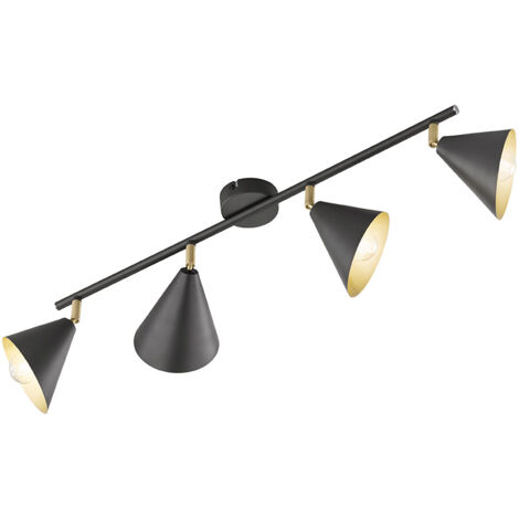 Barre de spots LED plafonnier pivotant 4 flammes plafonnier anthracite or, 4x E14, LxH 72x21 cm Wofi 10159