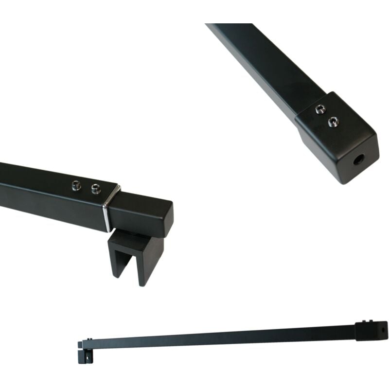 Barre de stabilisation - Barre de fixation pour douche à l'italienne - forme carrée - noir - Bernstein