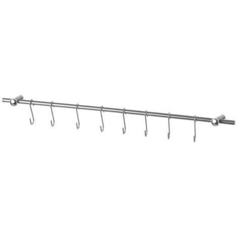 Barre de Support Ustensiles de Cuisine avec 8 Crochets