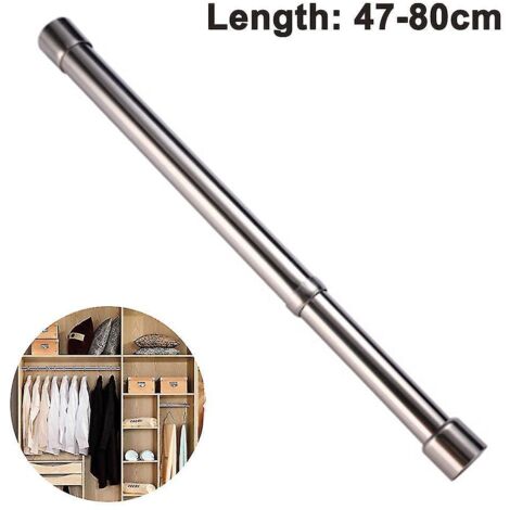 Barre de tension coulissante pour penderie, en acier inoxydable, 47-80 cm