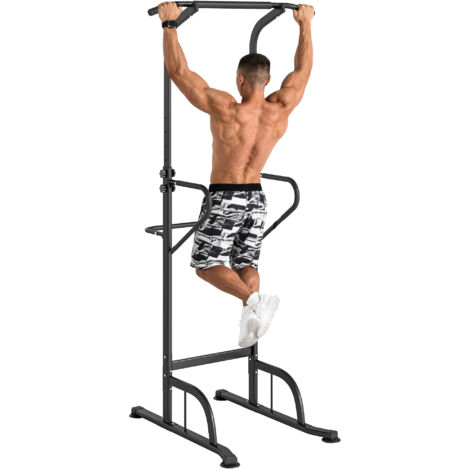 Barre de traction multifonction avec chaise romaine réglable en acier noir et rouge