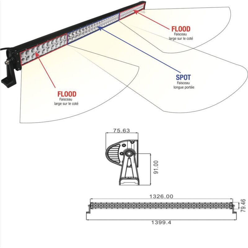 Sodiflash - barre d'eclairage led 300W 100 leds 3W eclairage combine -S17037