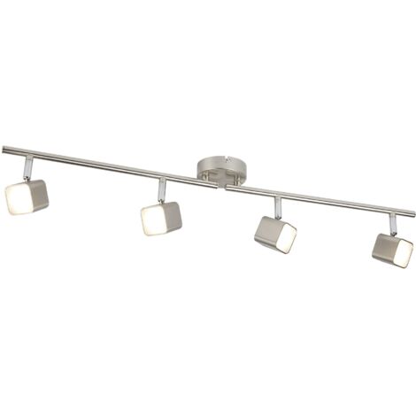 Barre droite QUAD 4L Led carré métal argent satiné 4x5w 1768 lumens 3000k dimmable