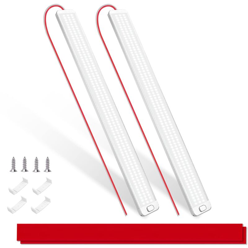 Barre LED 12V, 42cm 1000LM 10W Barre de Lumière Intérieure 228LED, Super Brillant Blanche Barre de Bande Lampe avec Interrupteur pour Voiture