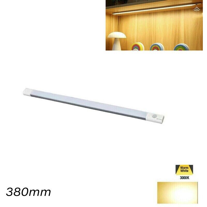 Barre Led De Cuisine Lumière Chaude Détecteur De Mouvement Sous Meuble Rechargeable 38cm