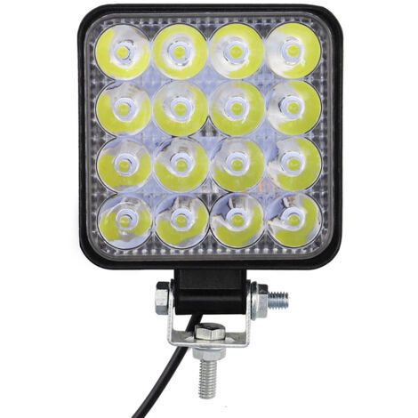 Barre lumineuse de travail à 16 LED 48 W pour camions, SUV et camions tout-terrain. Faisceau lumineux et feux de recul.