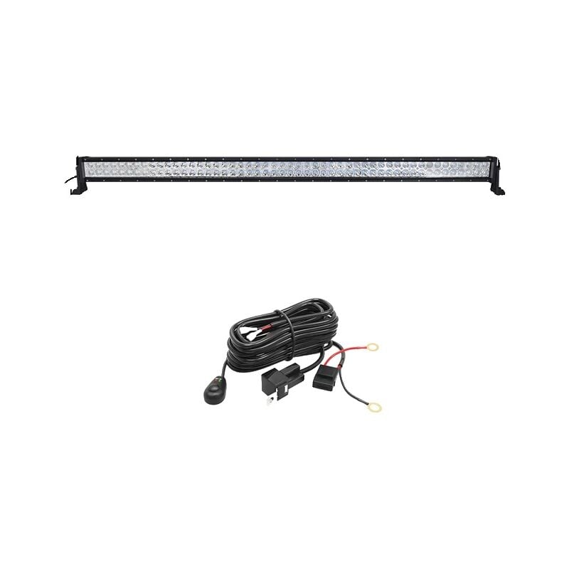Barre lumineuse de travail à LED, double rangée, voiture tout-terrain, 300 W avec kit de fils
