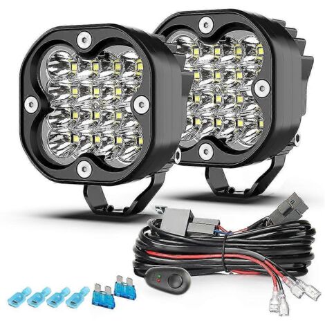Barre lumineuse de travail LED 3 pouces, projecteurs 12 V, accessoires tout-terrain 4x4, phares antibrouillard LED pour moto, Jeep, camion, VTT - 3 pouces - Blanc - 2 pièces - WH