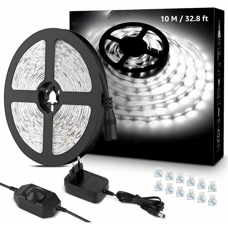 Ayyqh - Barre Lumineuse led 10m, 600 led smd 2835 led Blanc Froid 6000K Barre Lumineuse led, Barre Lumineuse 16W 2300lm pour Meubles, Escalier,