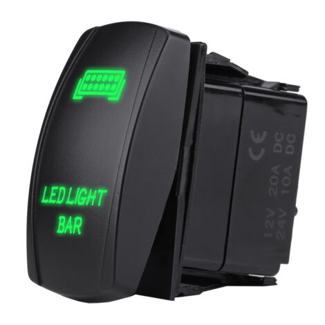 Barre lumineuse LED étanche 12V 24V, 5 broches, interrupteur à bascule SPST On OFF pour voiture, bateau, camion (vert)